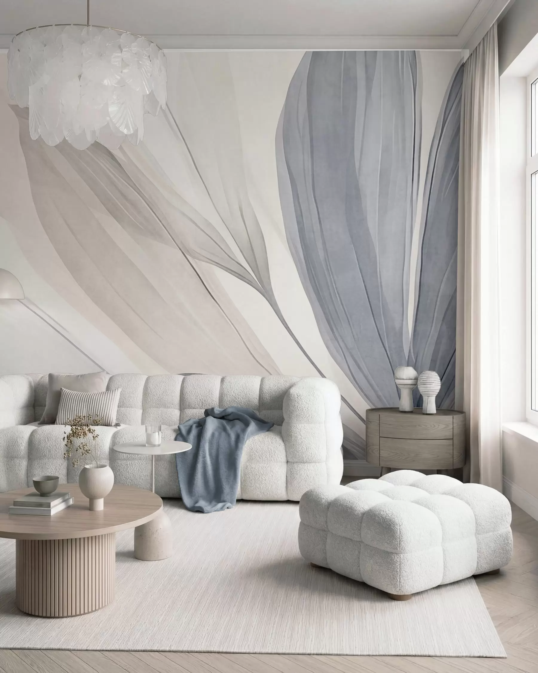 wall murals Lišće u azurnim tonovima w10063