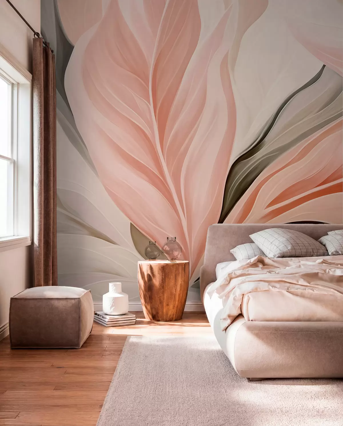 wall murals Ritam lišća u koralnoj boji w05915