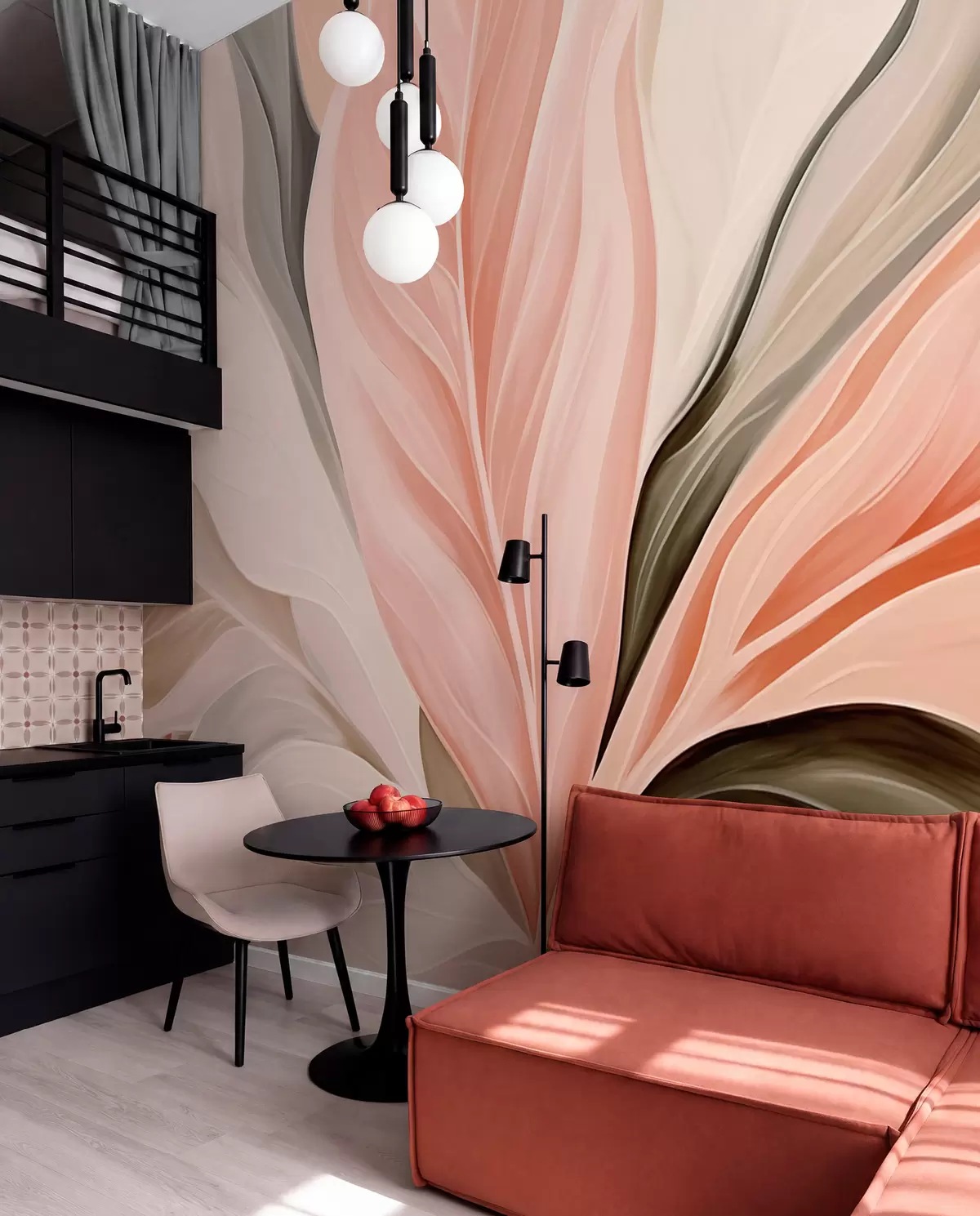 wall murals Ritam lišća u koralnoj boji w05915