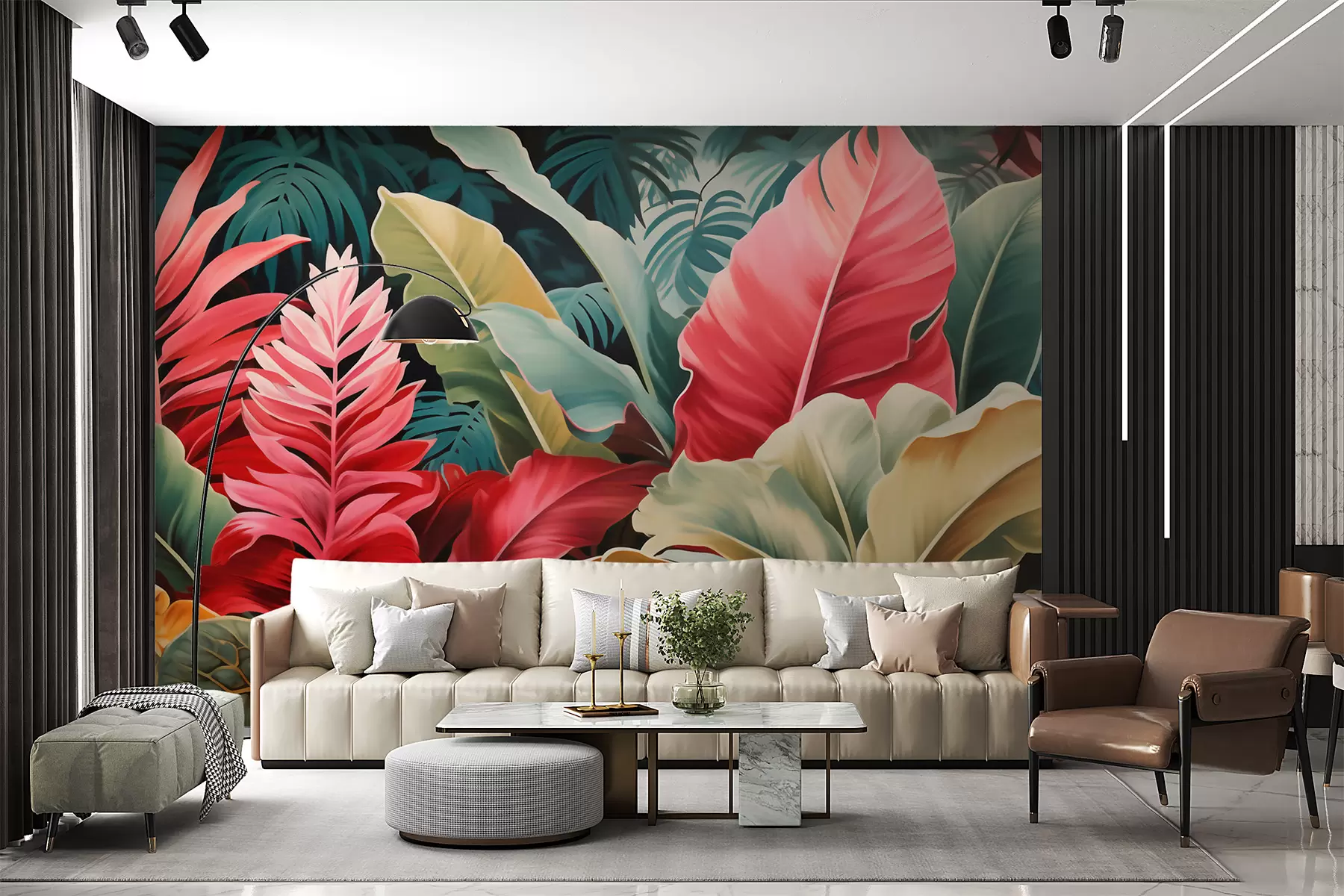 wall murals Tropi u koralnoj boji w05936