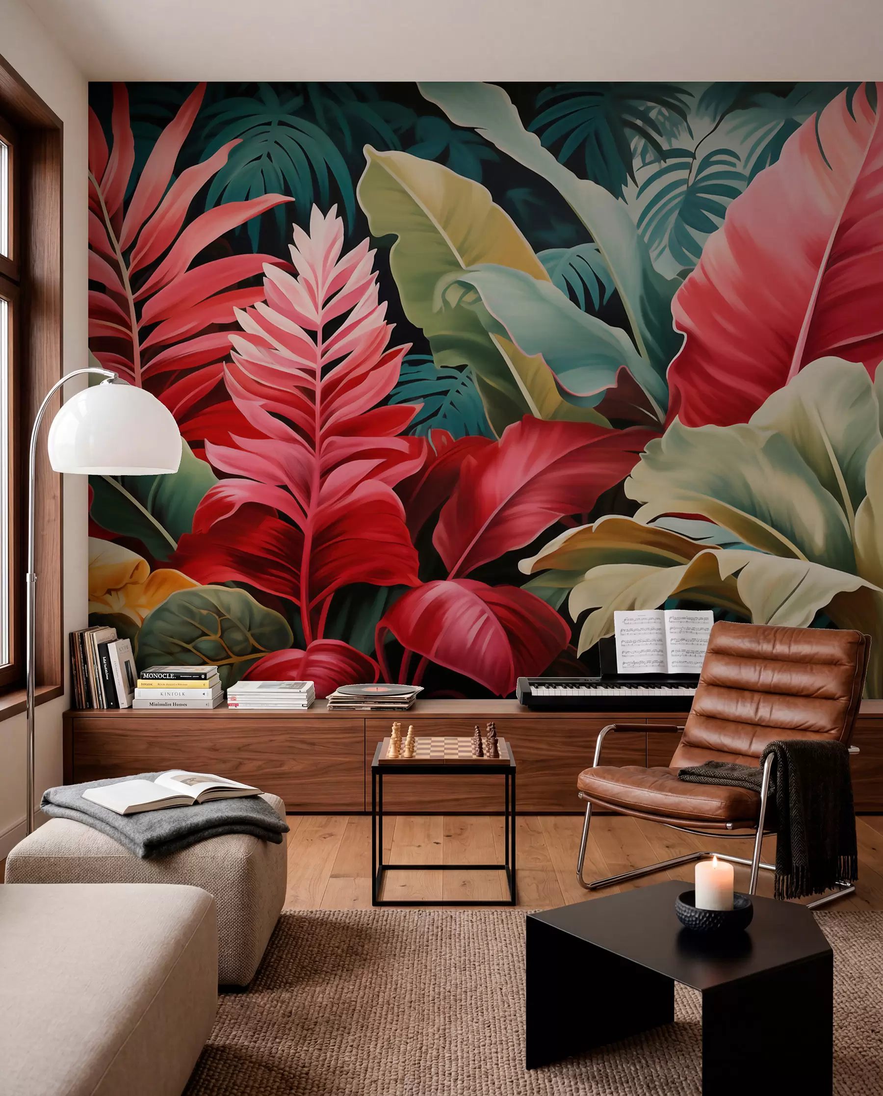 wall murals Tropi u koralnoj boji w05936