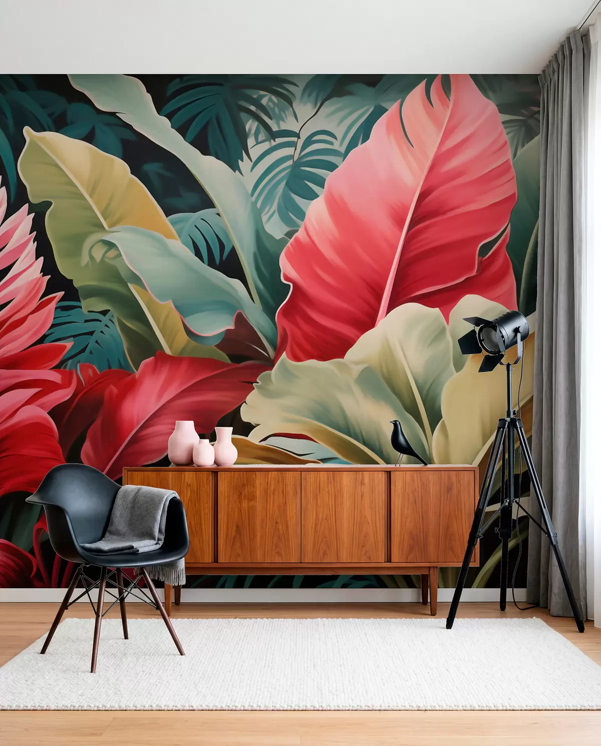 wall murals Tropi u koralnoj boji w05936