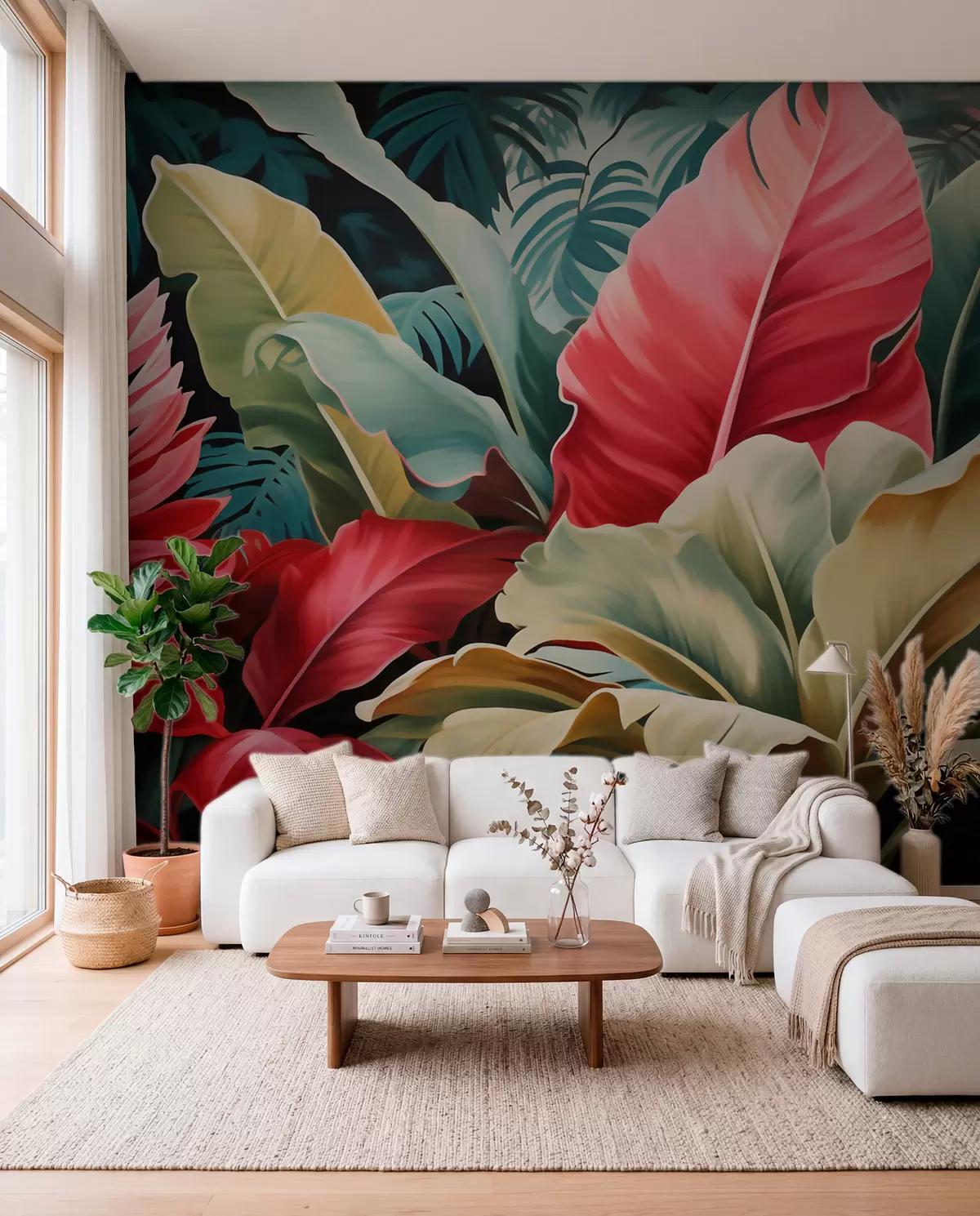 wall murals Tropi u koralnoj boji w05936