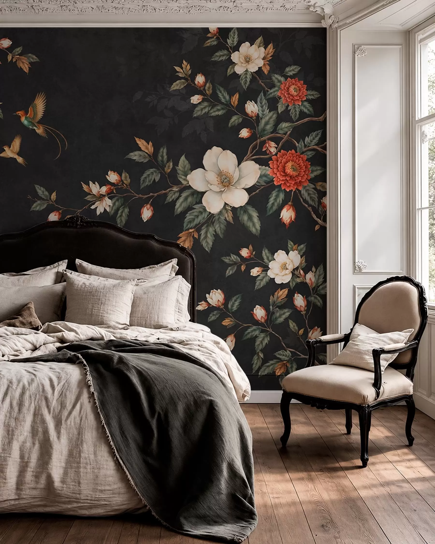 wall murals Ptice na crnoj pozadini w05927