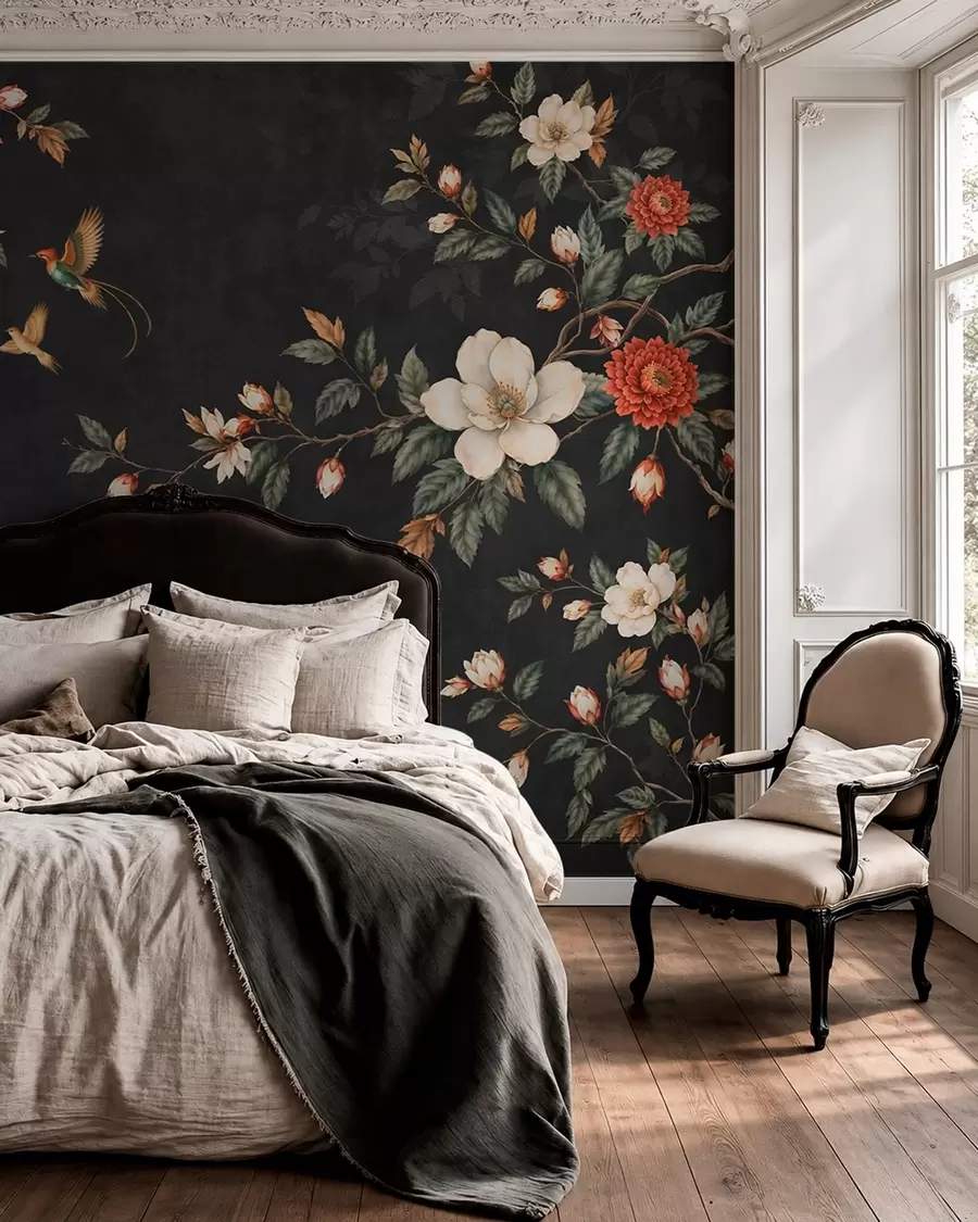 wall murals Ptice na crnoj pozadini w05927