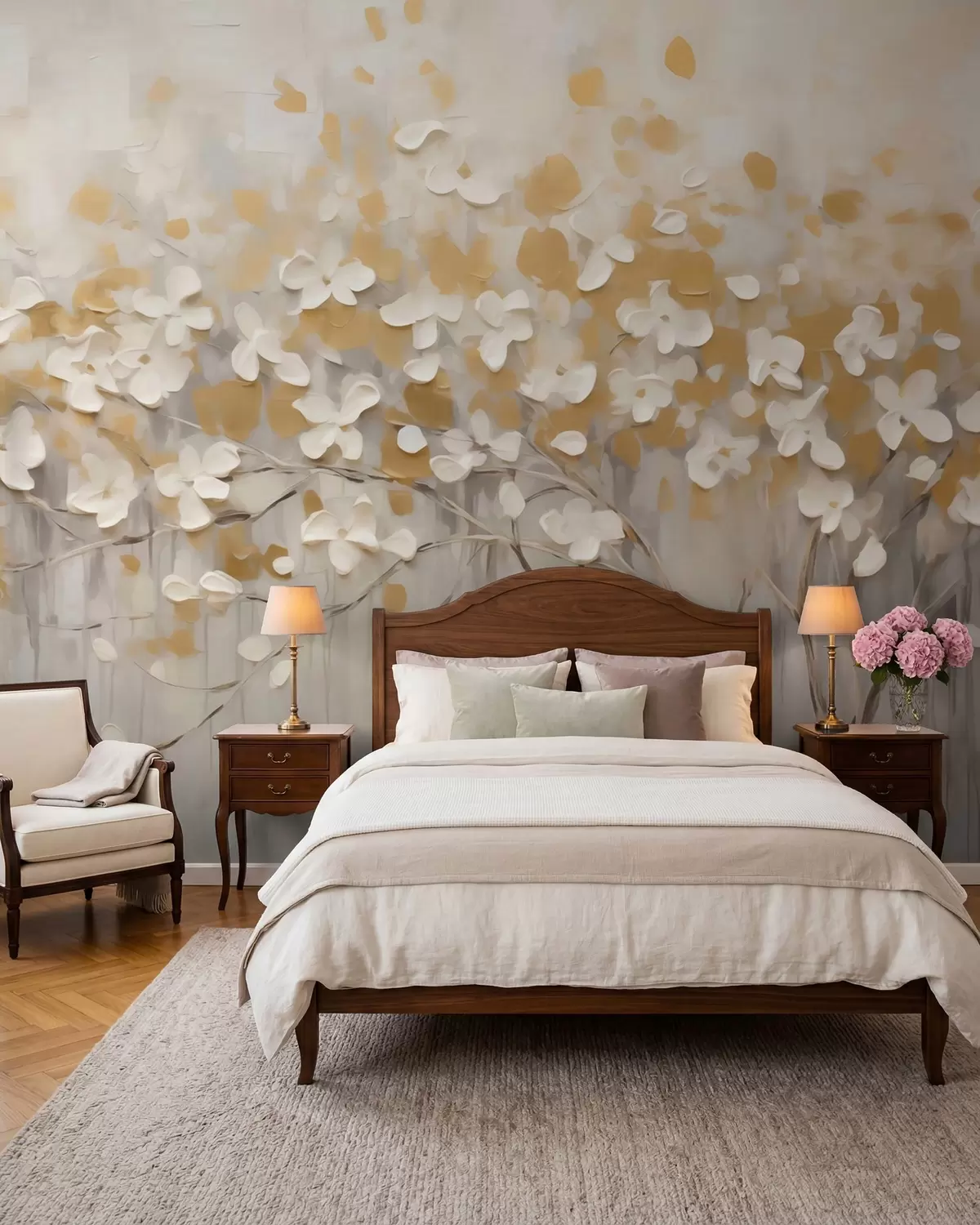 wall murals Cvjetanje u zlatnim tonovima w05951
