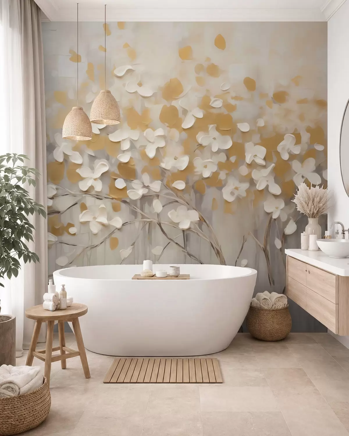 wall murals Cvjetanje u zlatnim tonovima w05951