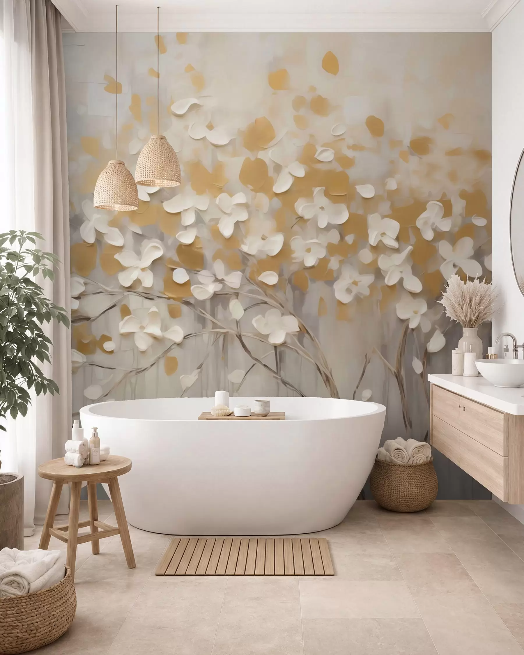wall murals Cvjetanje u zlatnim tonovima w05951