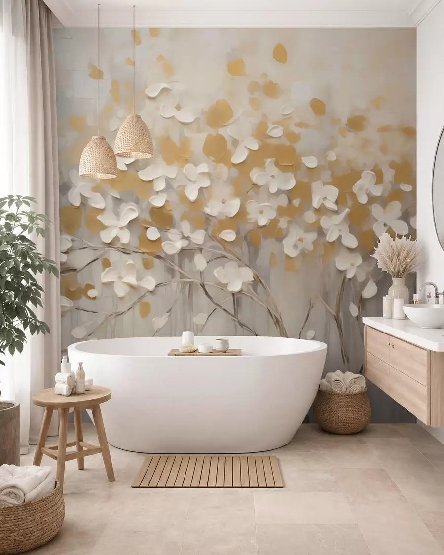 wall murals Cvjetanje u zlatnim tonovima w05951