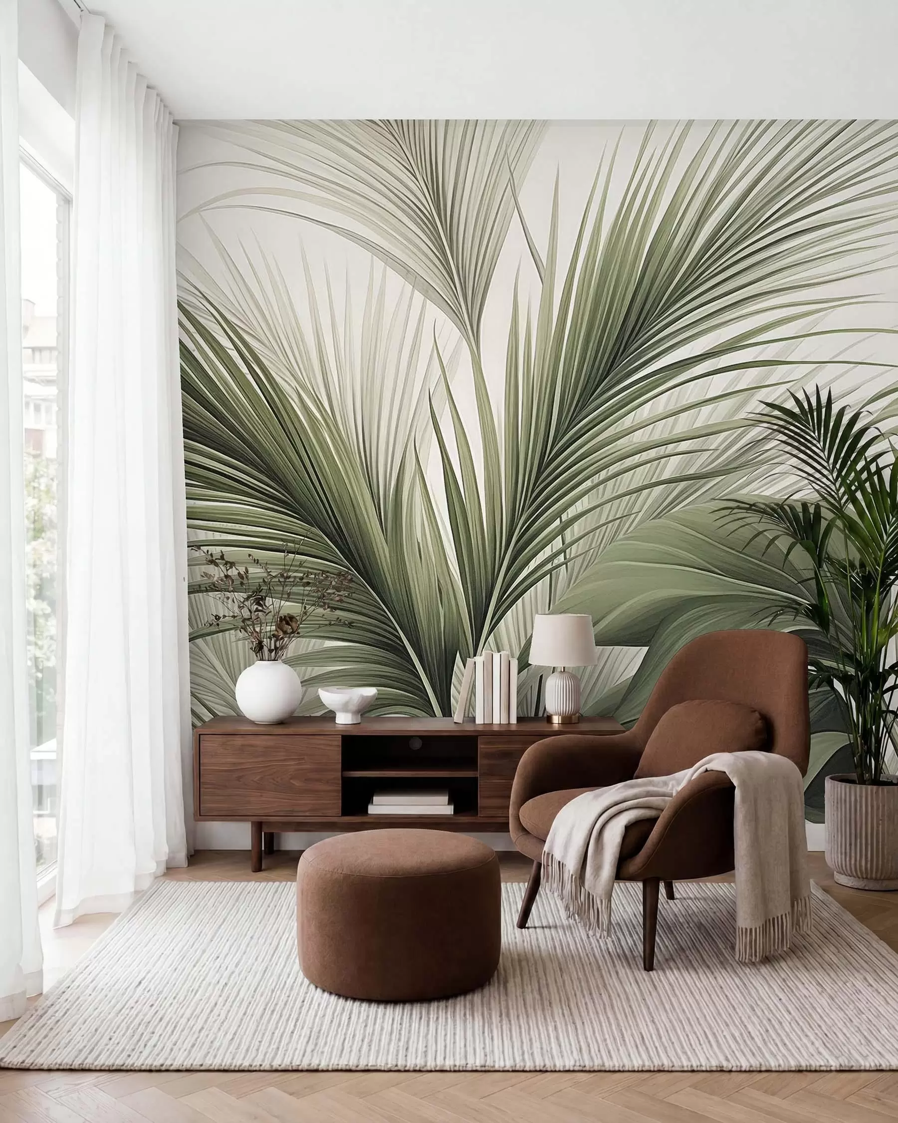 wall murals Palma u zelenom w09986