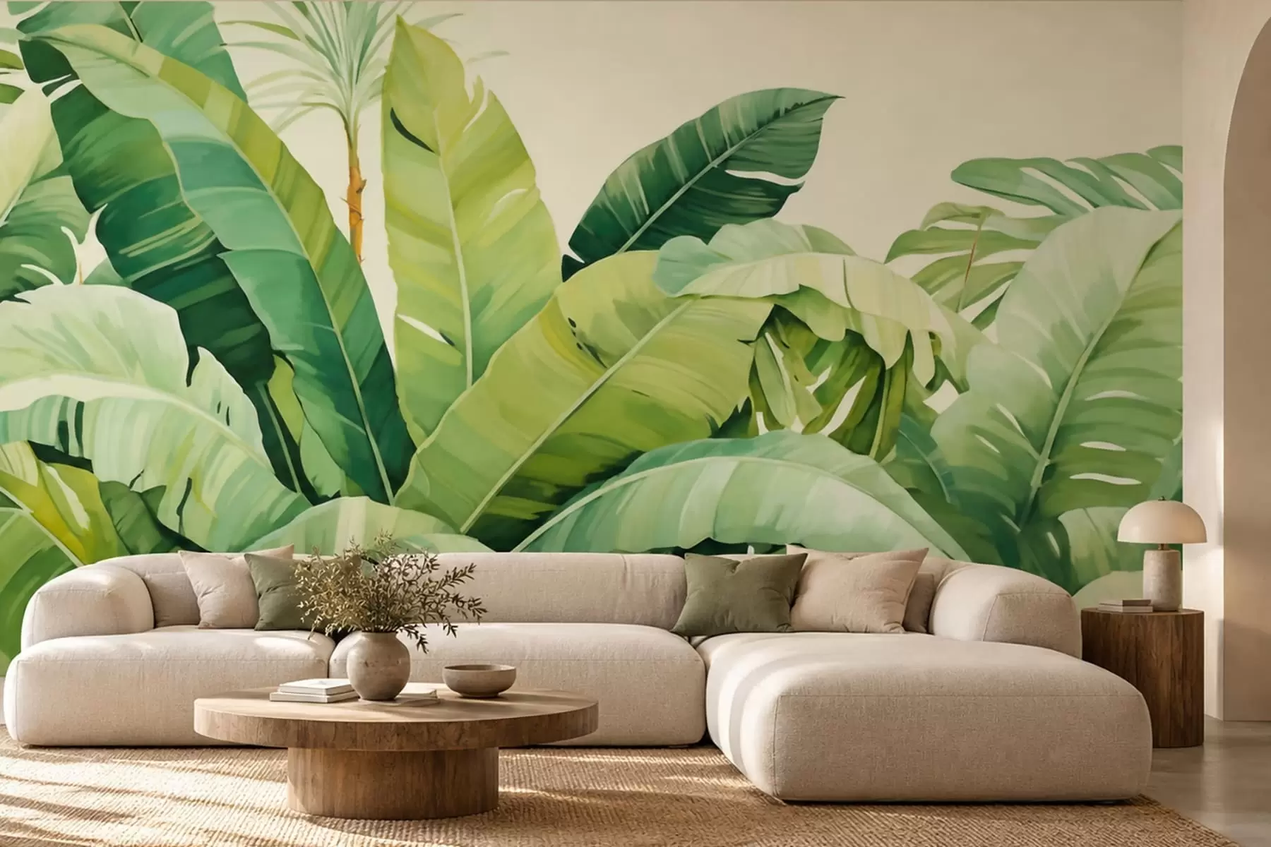 wall murals Listovi banane u zelenom w05975