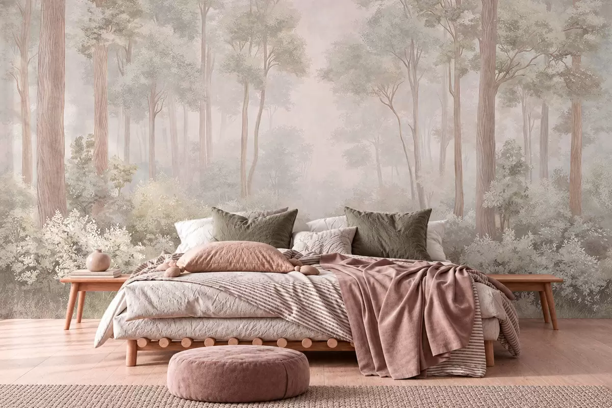 wall murals Мекана пастелна шума са кривудавом стазом w05889