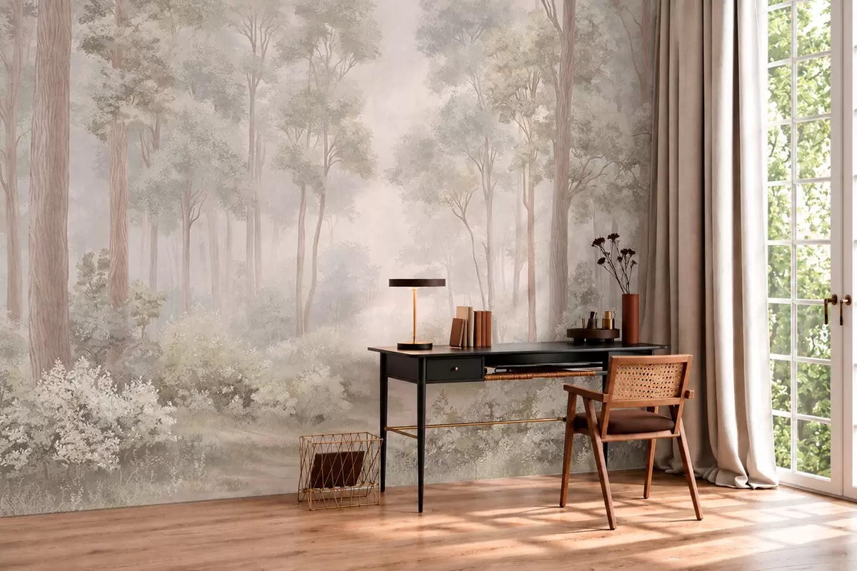 wall murals Мекана пастелна шума са кривудавом стазом w05889