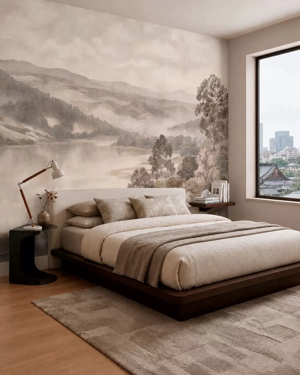 wall murals Jezero među maglovitim brdima w05928