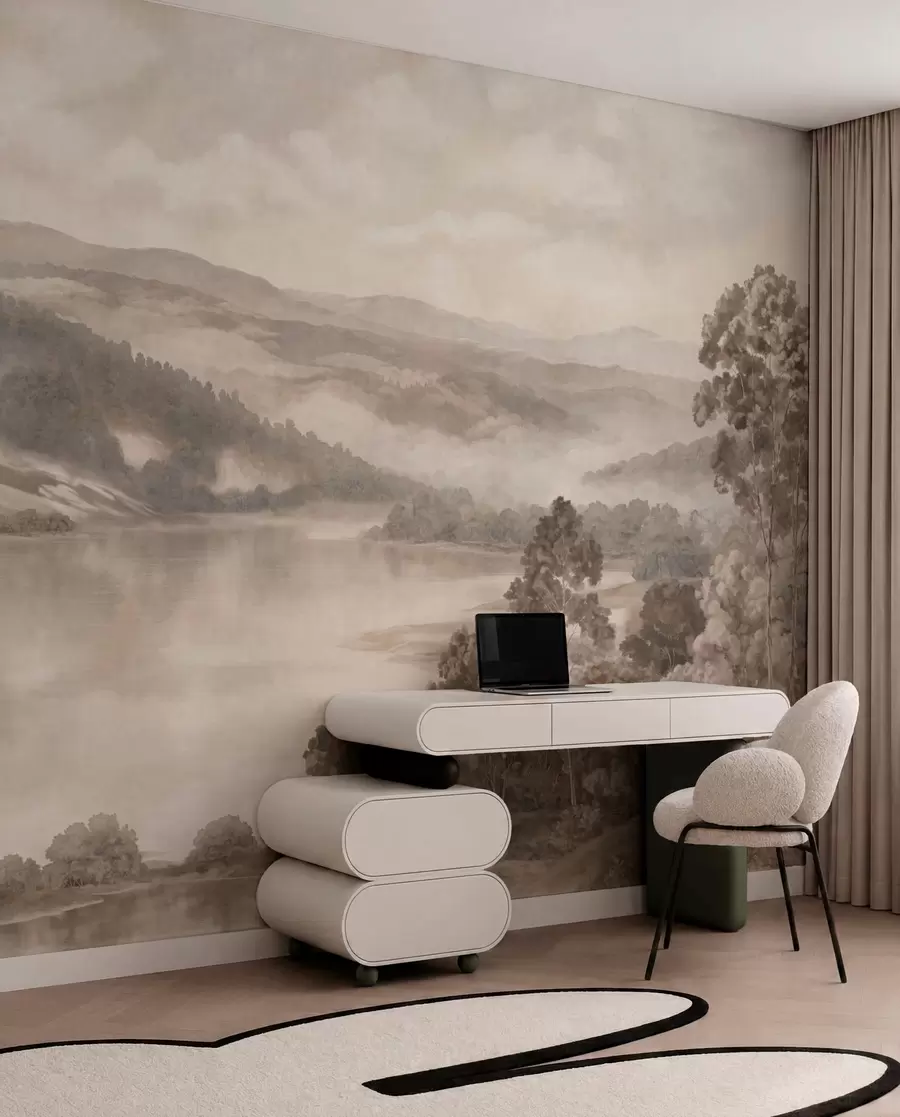 wall murals Jezero među maglovitim brdima w05928