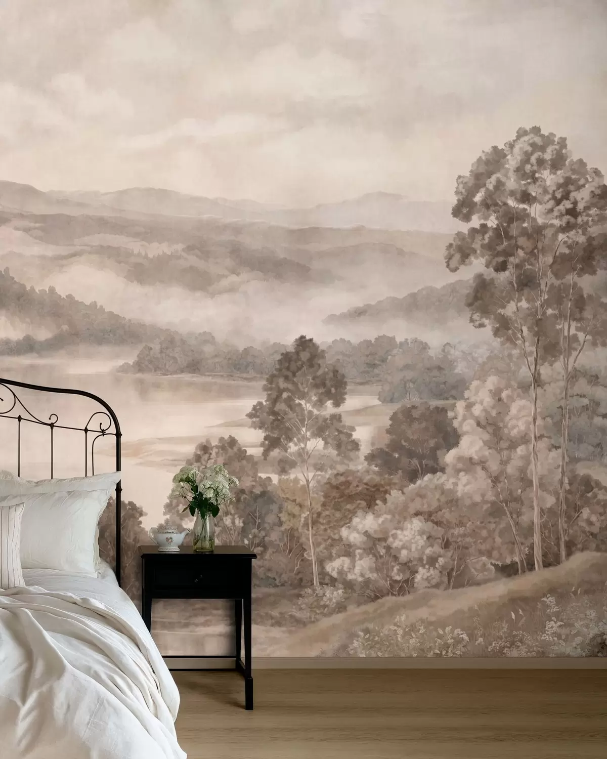 wall murals Jezero među maglovitim brdima w05928