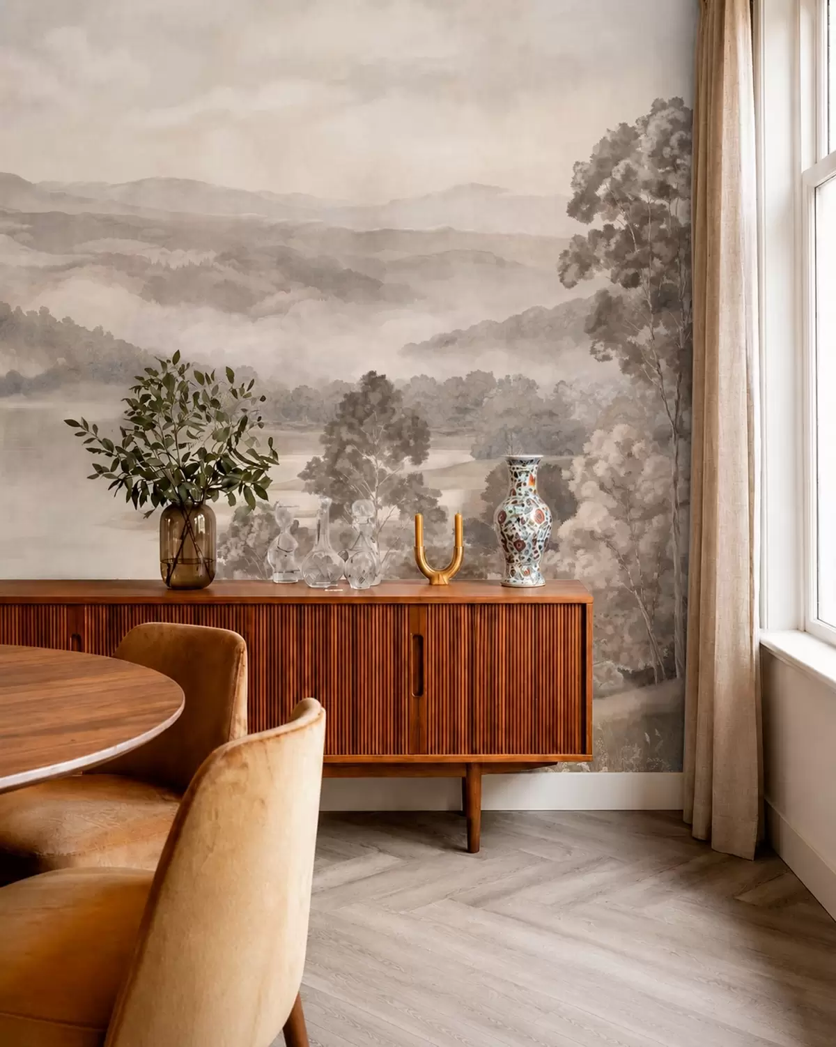 wall murals Jezero među maglovitim brdima w05928