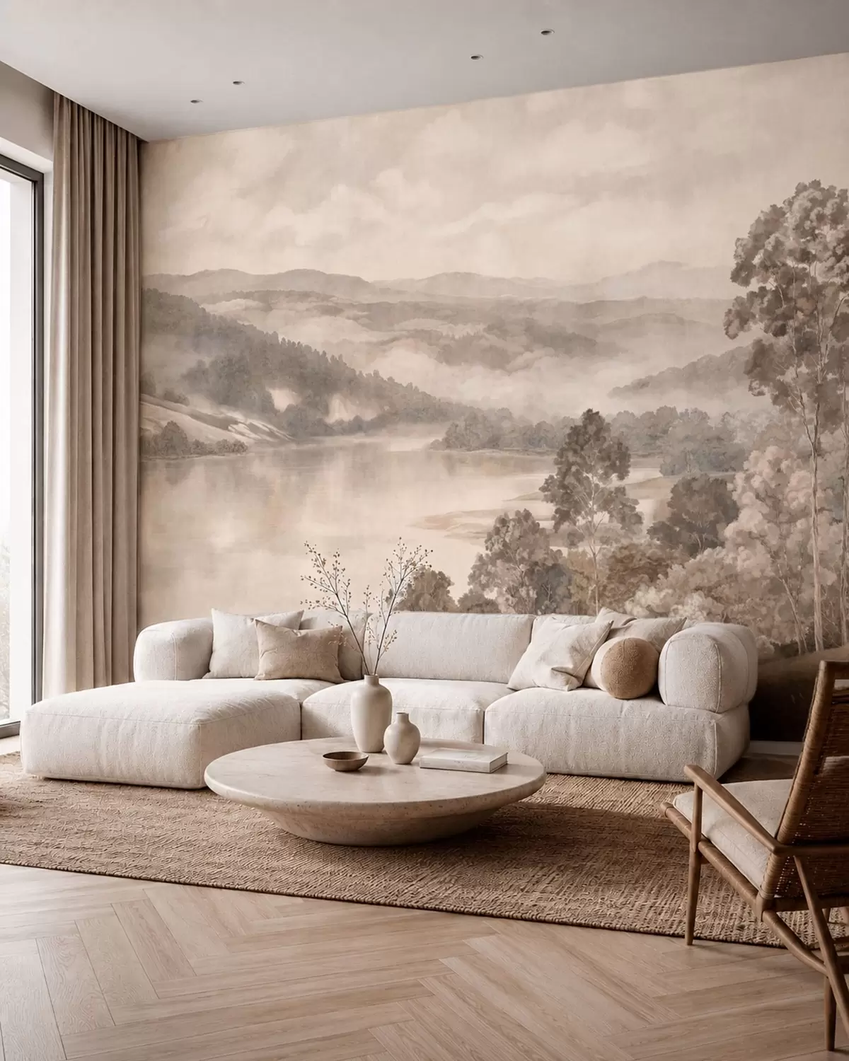 wall murals Jezero među maglovitim brdima w05928