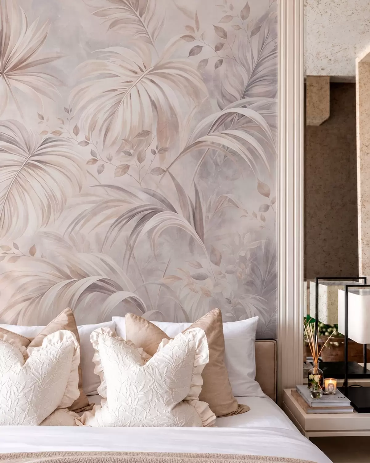wall murals Бујно тропско лишће у пастелним нијансама w05956v1