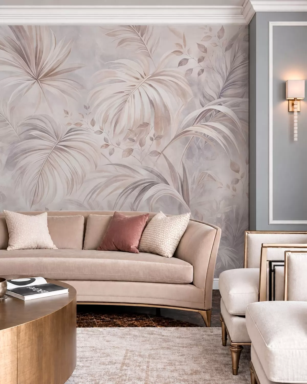 wall murals Бујно тропско лишће у пастелним нијансама w05956v1