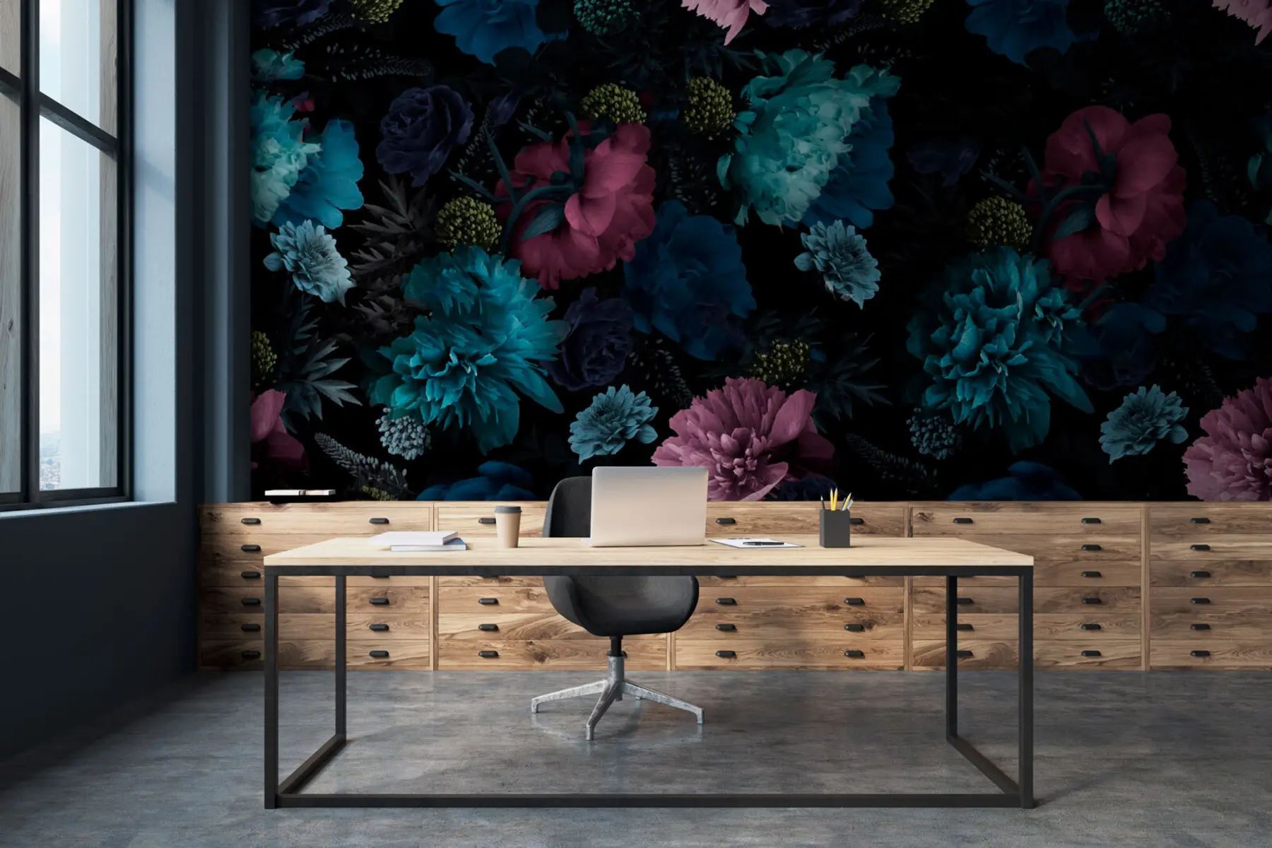 wall murals Пионине на тамној позадини u72221