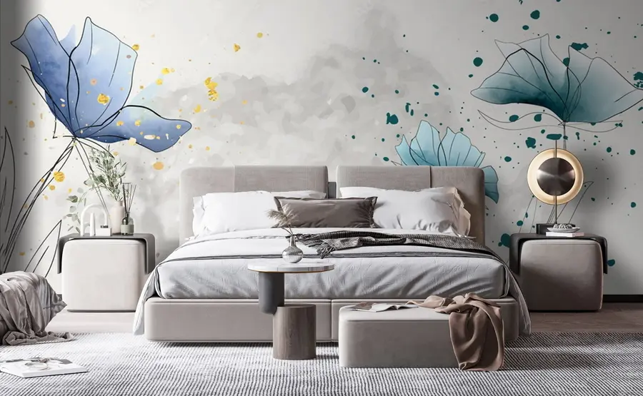 wall murals Водене плоче плаве цвеће u72112