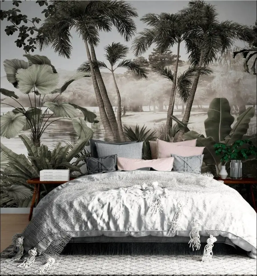 wall murals Тропско дрвеће у магловитој шуми u72340