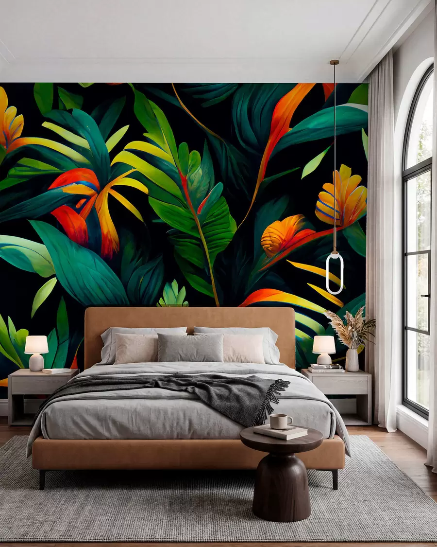 wall murals Tropski vatreni cvjetovi u72390