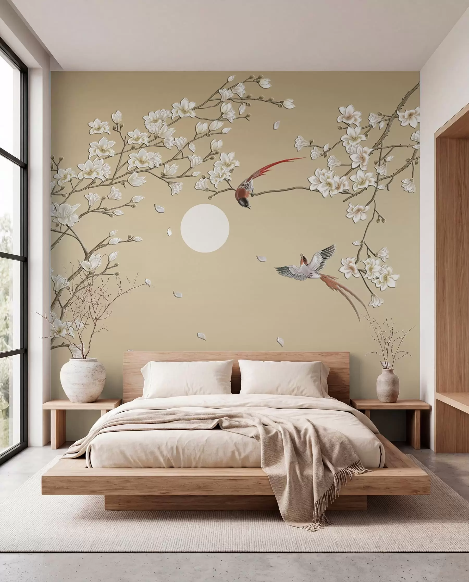 wall murals Ptice među bijelim cvjetovima u72938