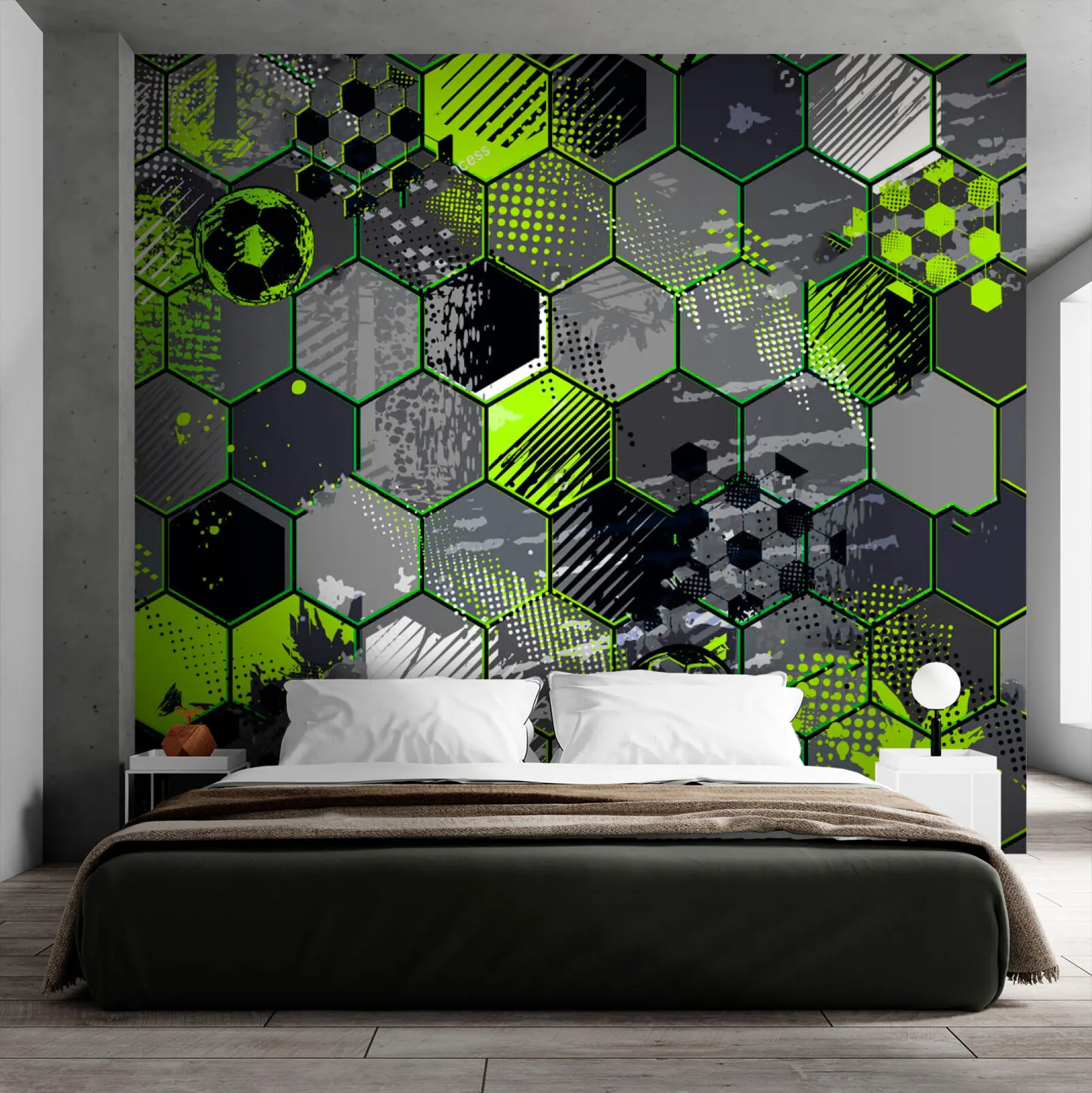 wall murals Фудбалска апстракција, светло зелени саће u72779