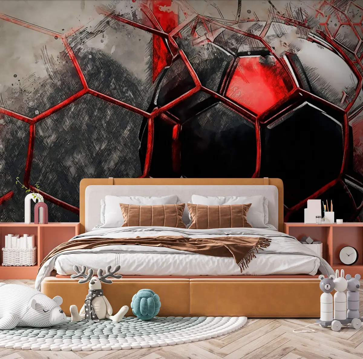 wall murals Fudbal u crvenom pokretu u72803