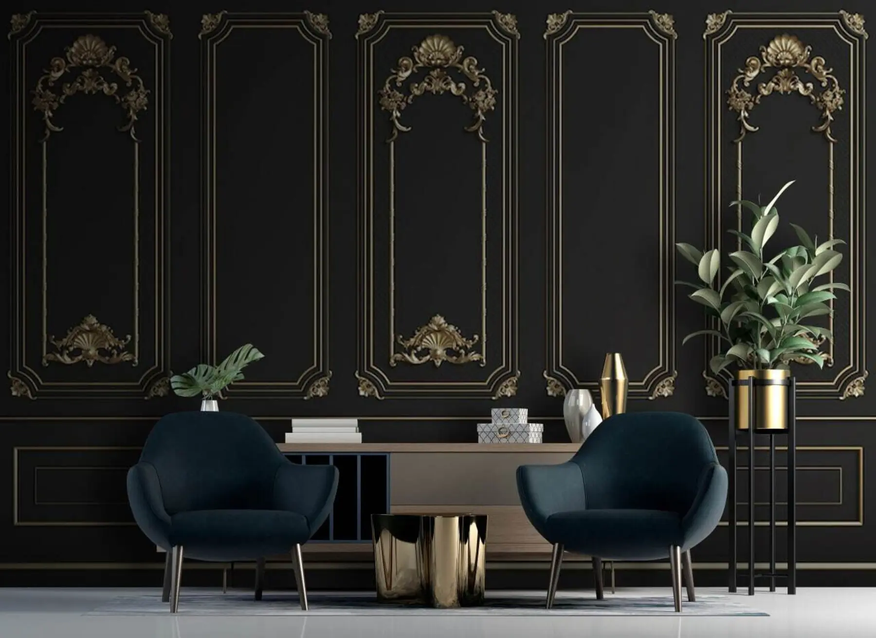 wall murals Класични Френцх БУЗЕРИ Зид у црном u72623