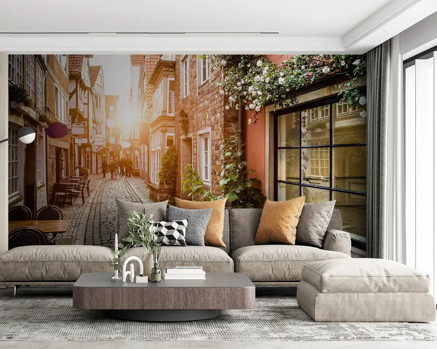 wall murals Uličica u zlatnom satu u56770