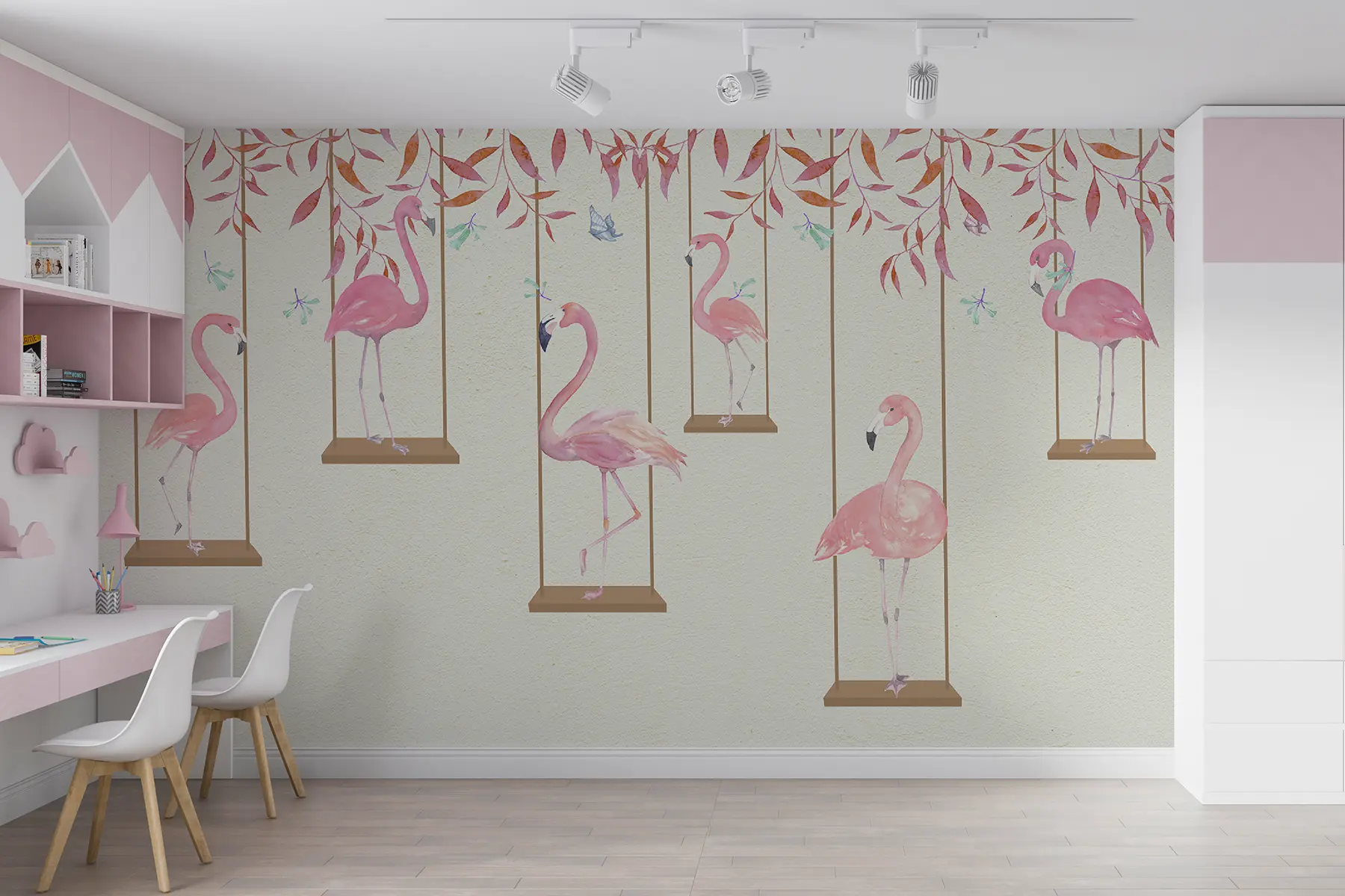 wall murals Фламингос на љуљанини u21345