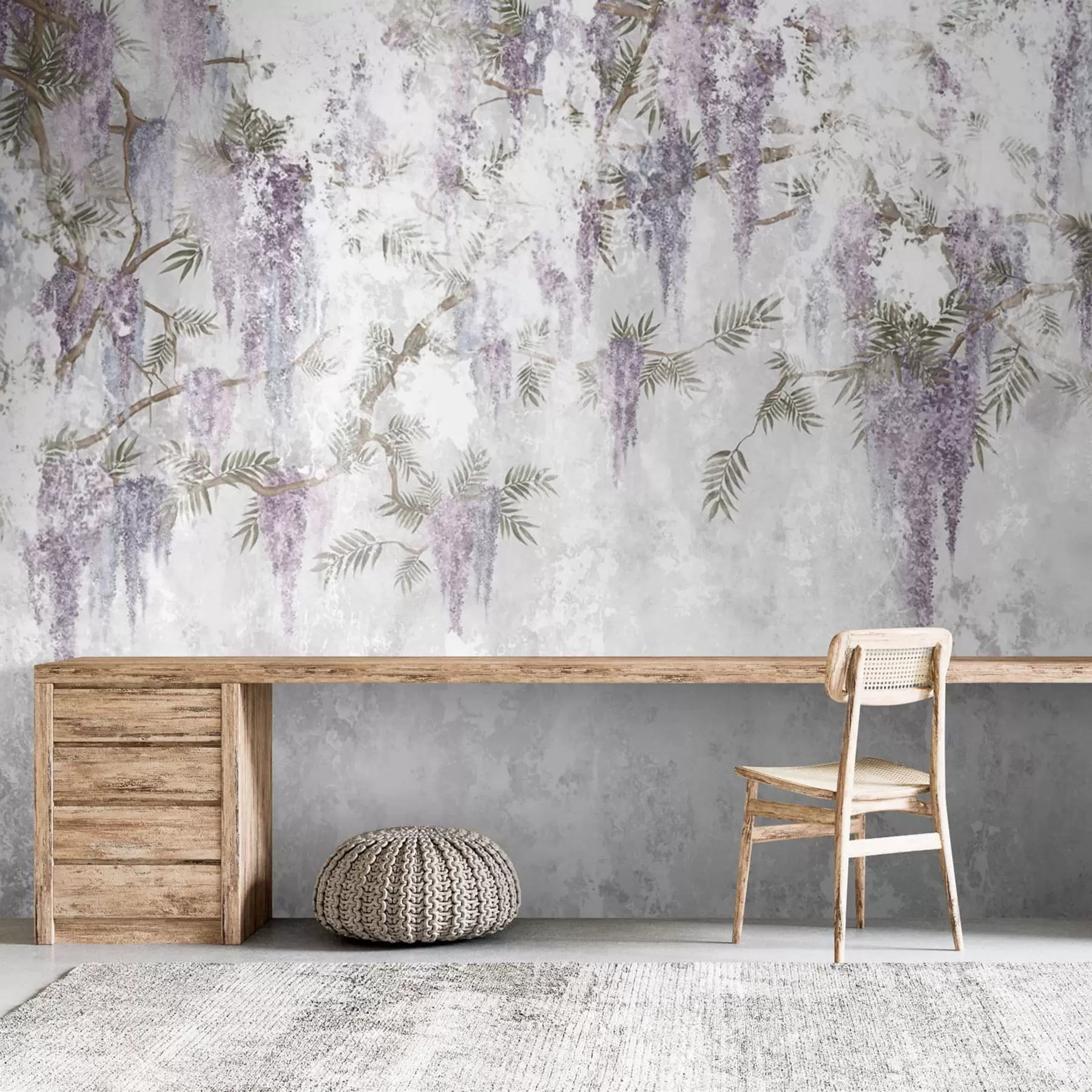 wall murals Висећи тренди грунге гране са љубичастом цвећем u73816