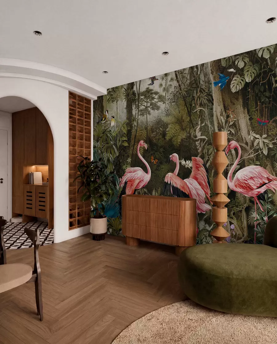 wall murals Тропске птице и фламингоси у џунгли u73568
