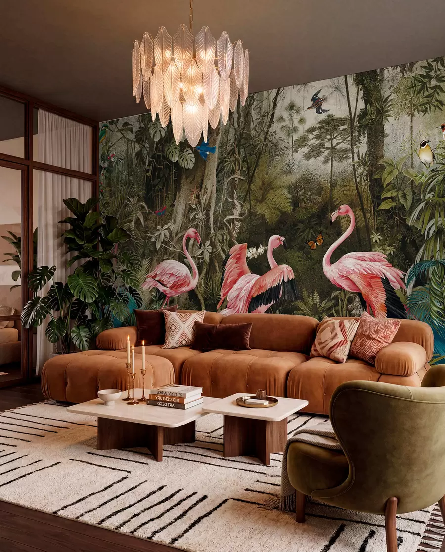wall murals Тропске птице и фламингоси у џунгли u73568