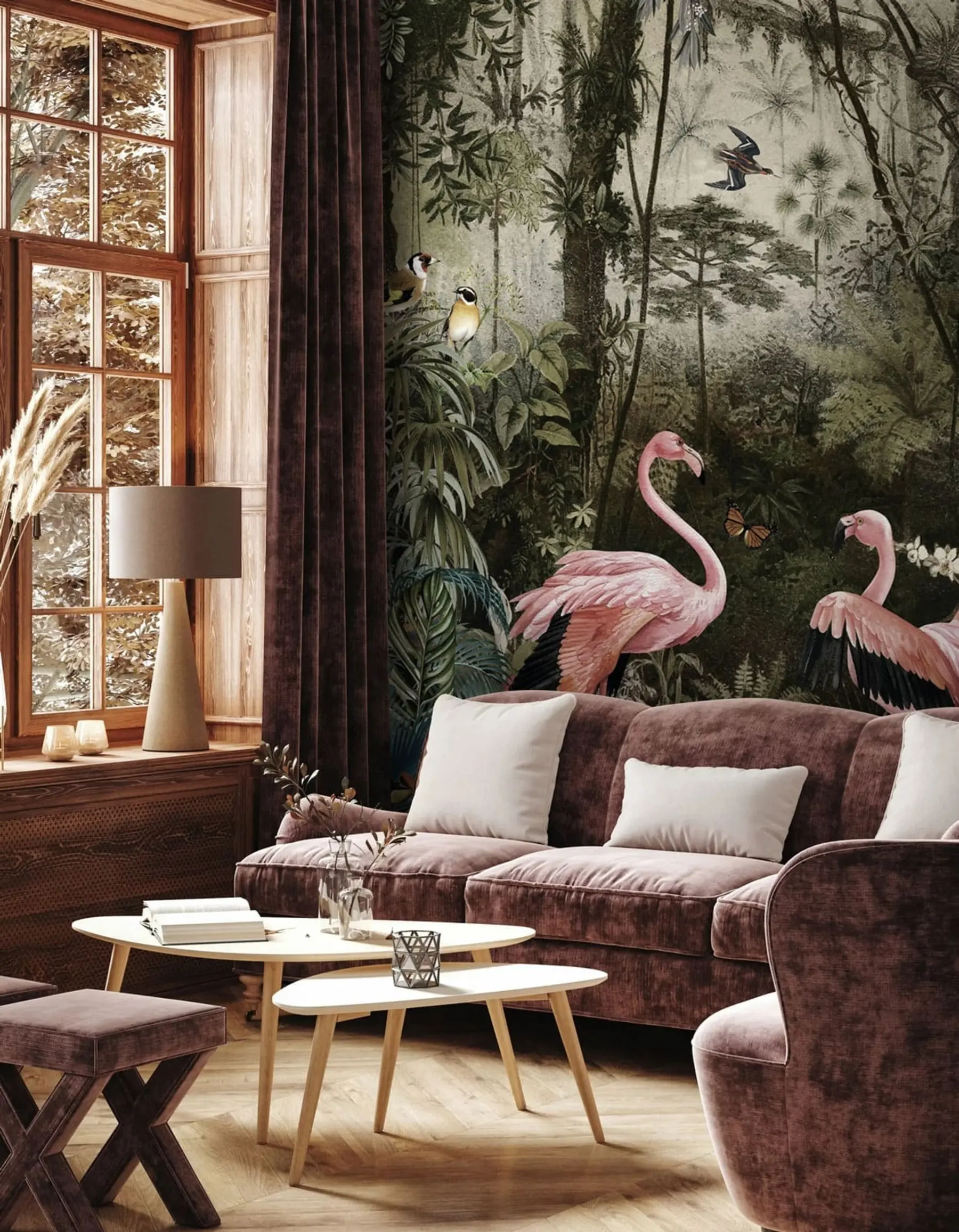 wall murals Тропске птице и фламингоси у џунгли u73568