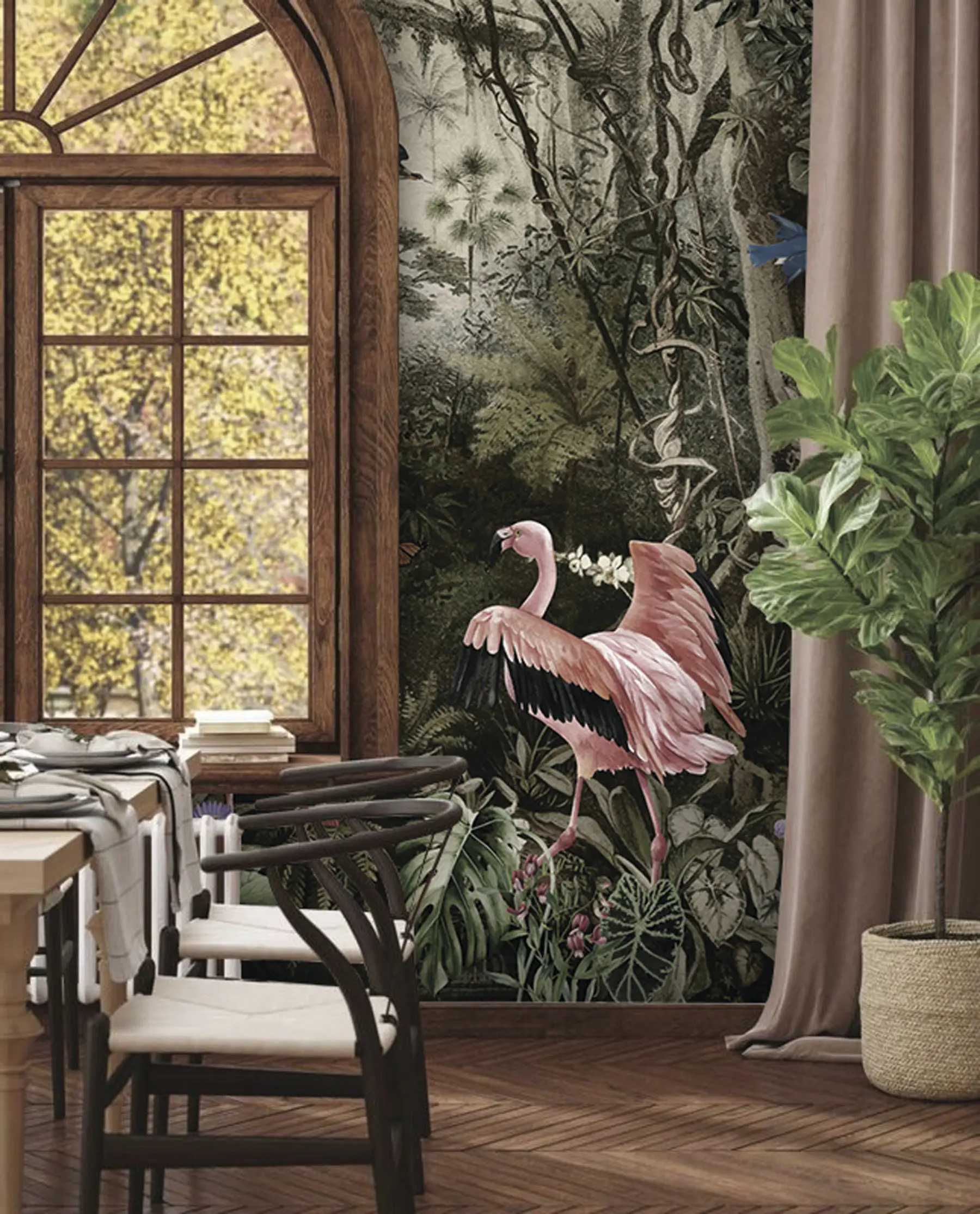 wall murals Тропске птице и фламингоси у џунгли u73568