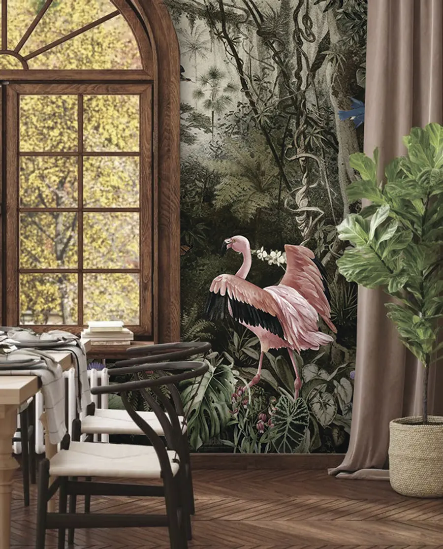 wall murals Тропске птице и фламингоси у џунгли u73568
