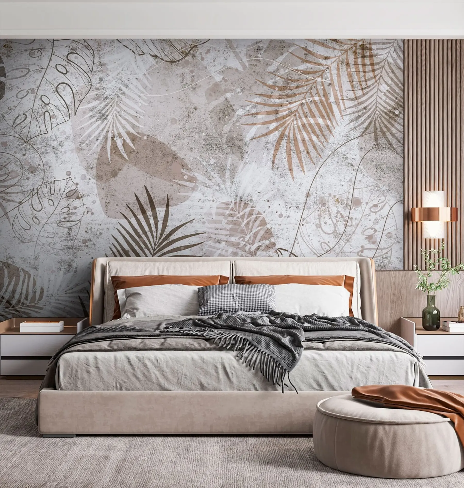 wall murals Гламурозни 3Д лишће у стилу Грунге u73584