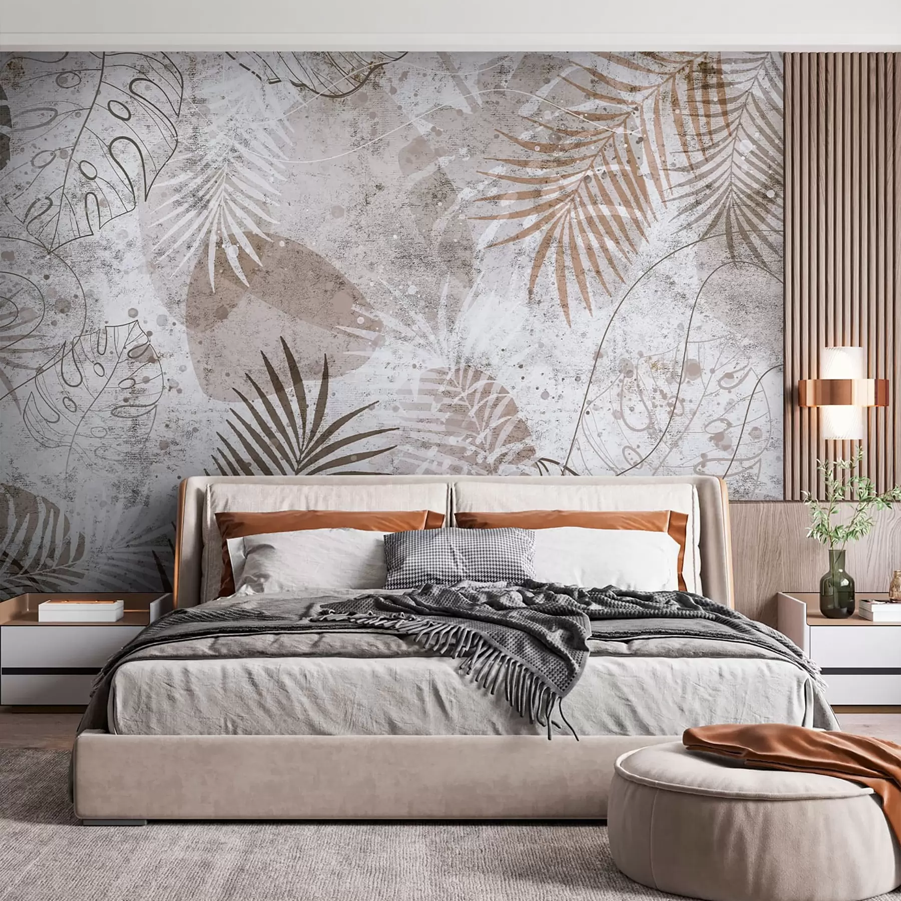 wall murals Гламурозни 3Д лишће у стилу Грунге u73584