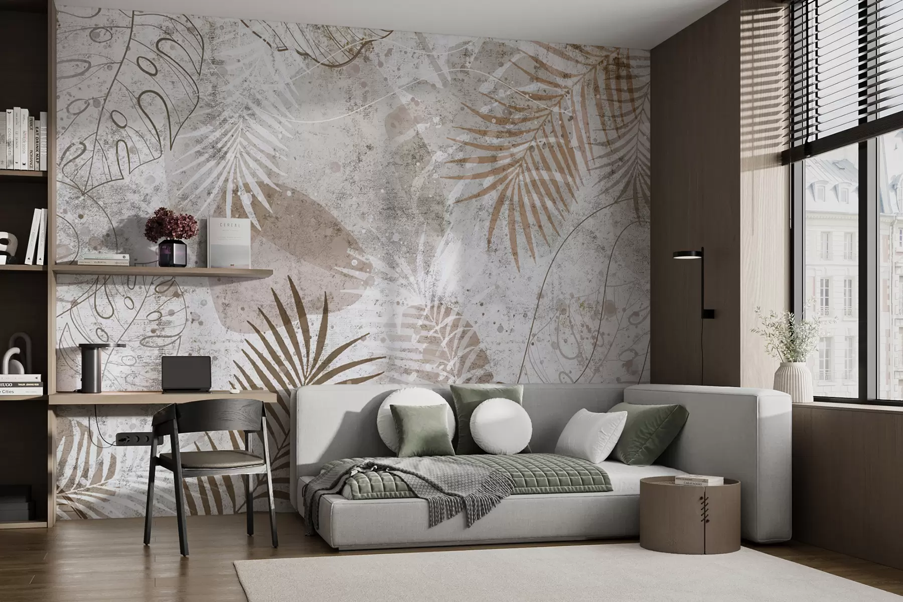 wall murals Гламурозни 3Д лишће у стилу Грунге u73584