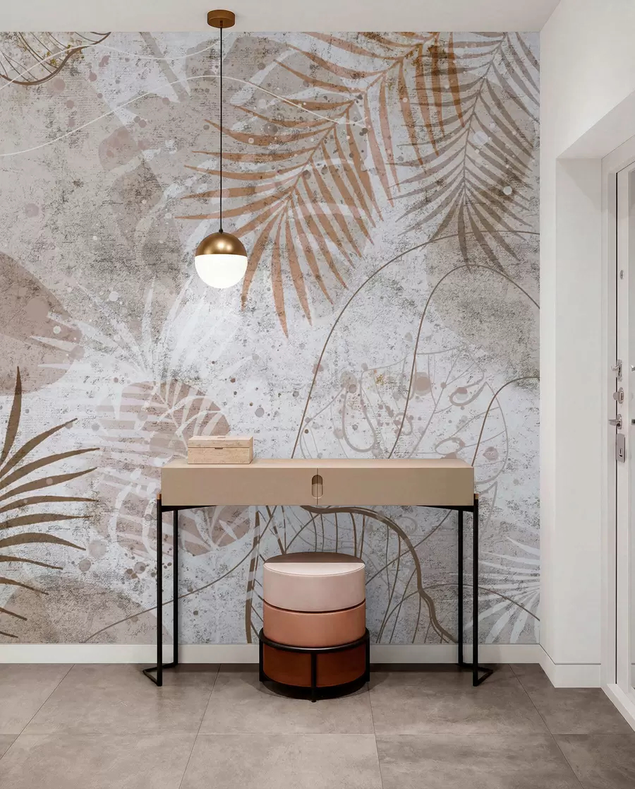 wall murals Гламурозни 3Д лишће у стилу Грунге u73584