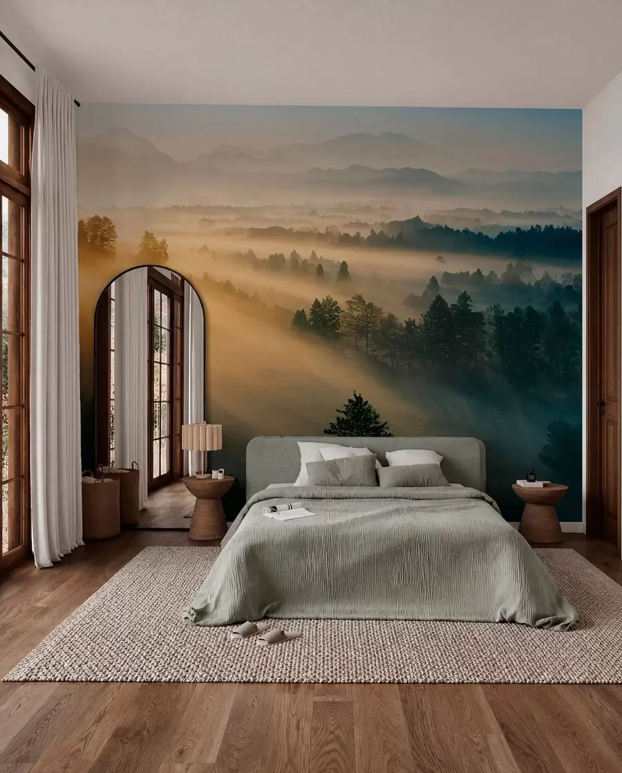 wall murals Зраци сунца и маглене шуме u73864