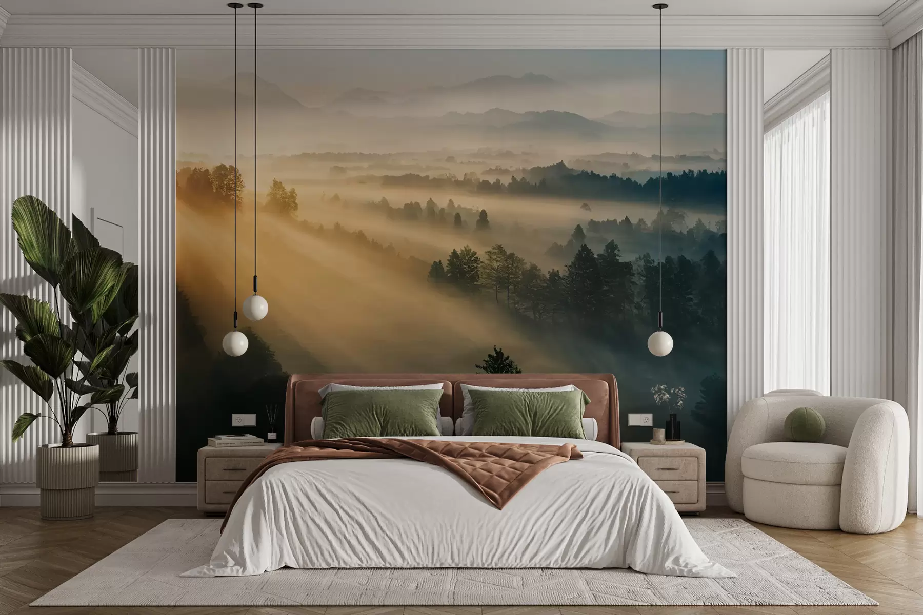 wall murals Зраци сунца и маглене шуме u73864
