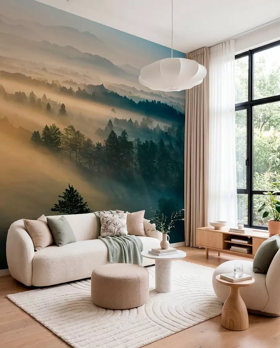 wall murals Зраци сунца и маглене шуме u73864