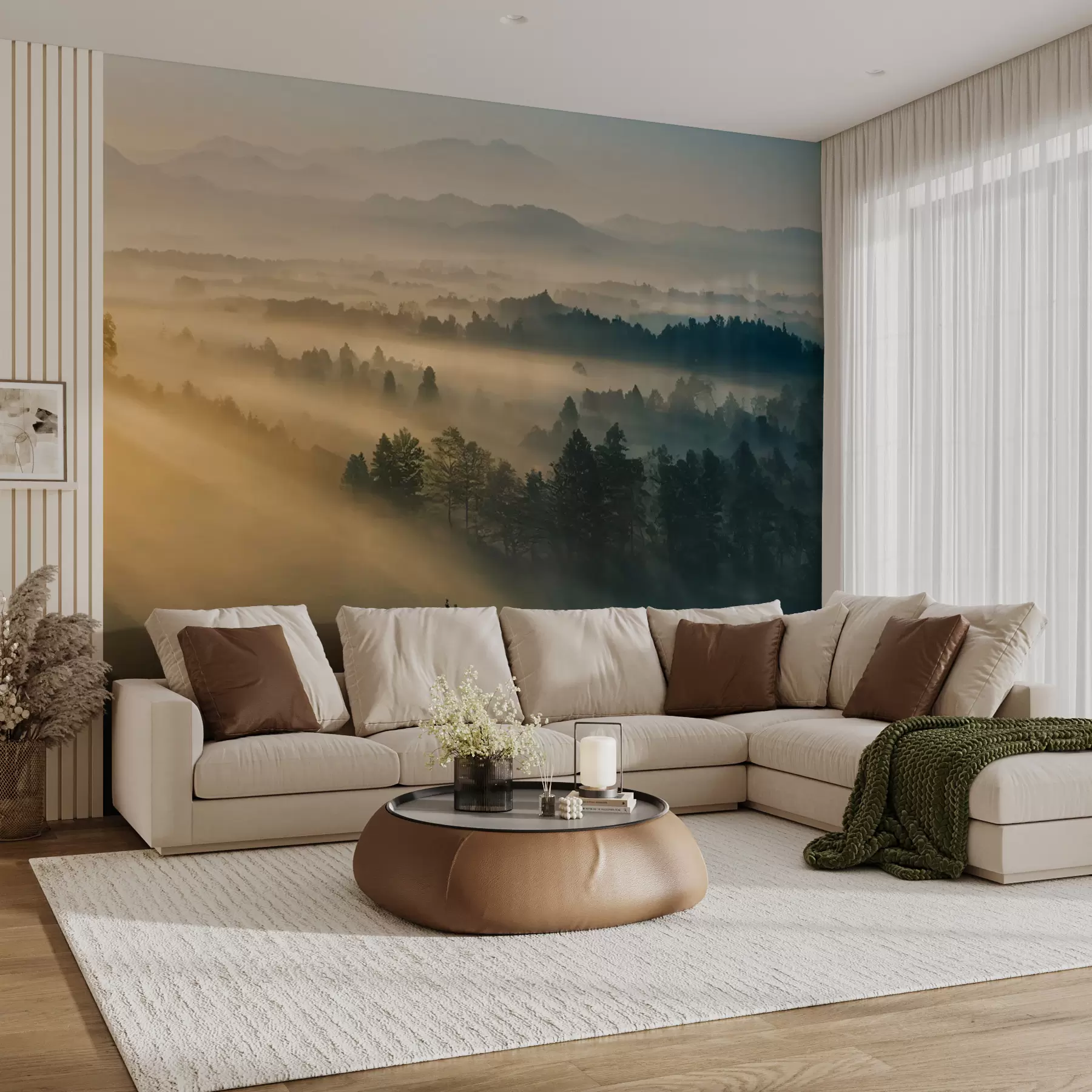 wall murals Зраци сунца и маглене шуме u73864