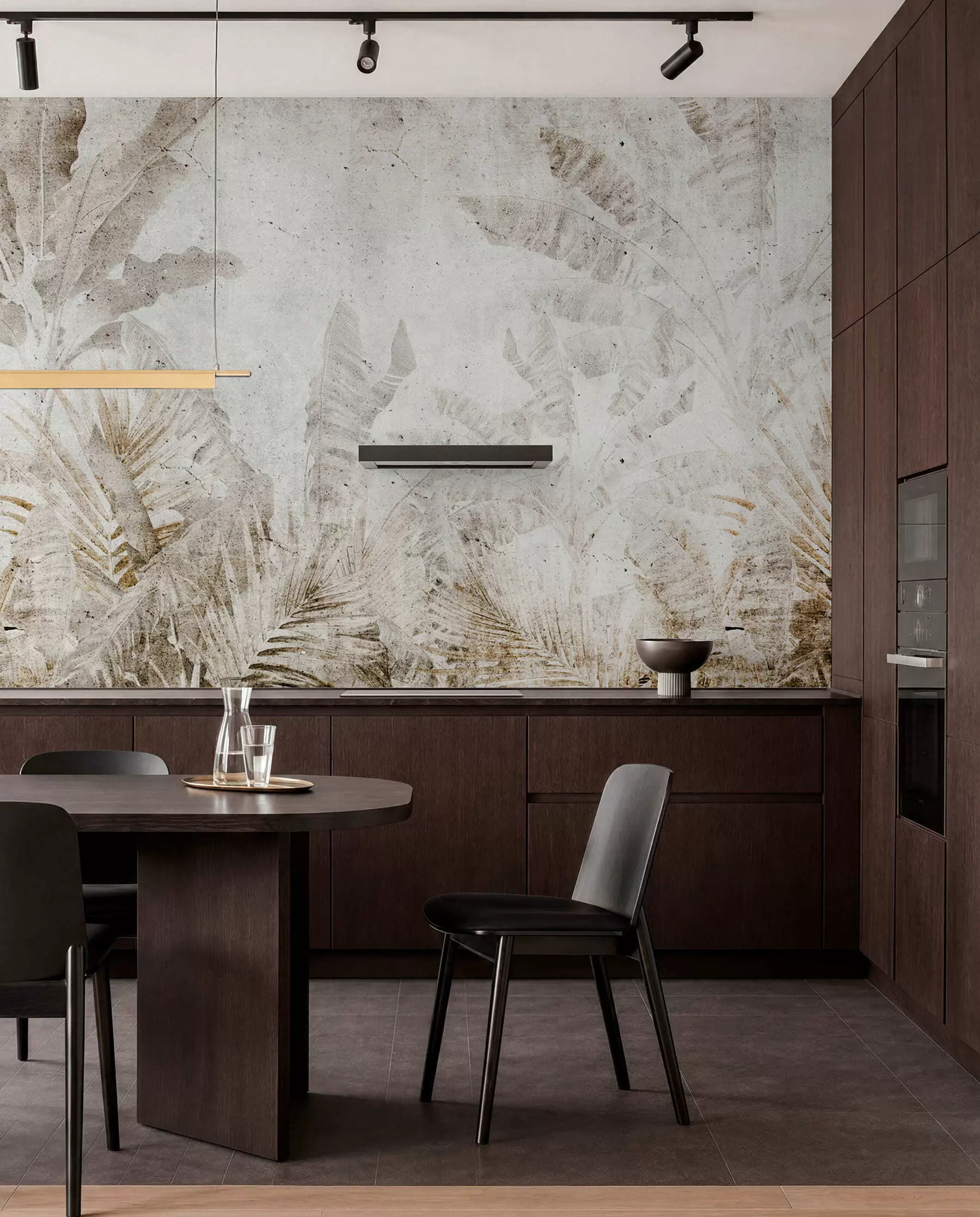 wall murals Банана лишће на бетонском зиду u73886