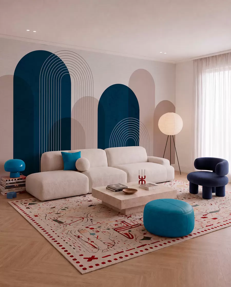 wall murals Апстрактни плави и беж лукови u73098